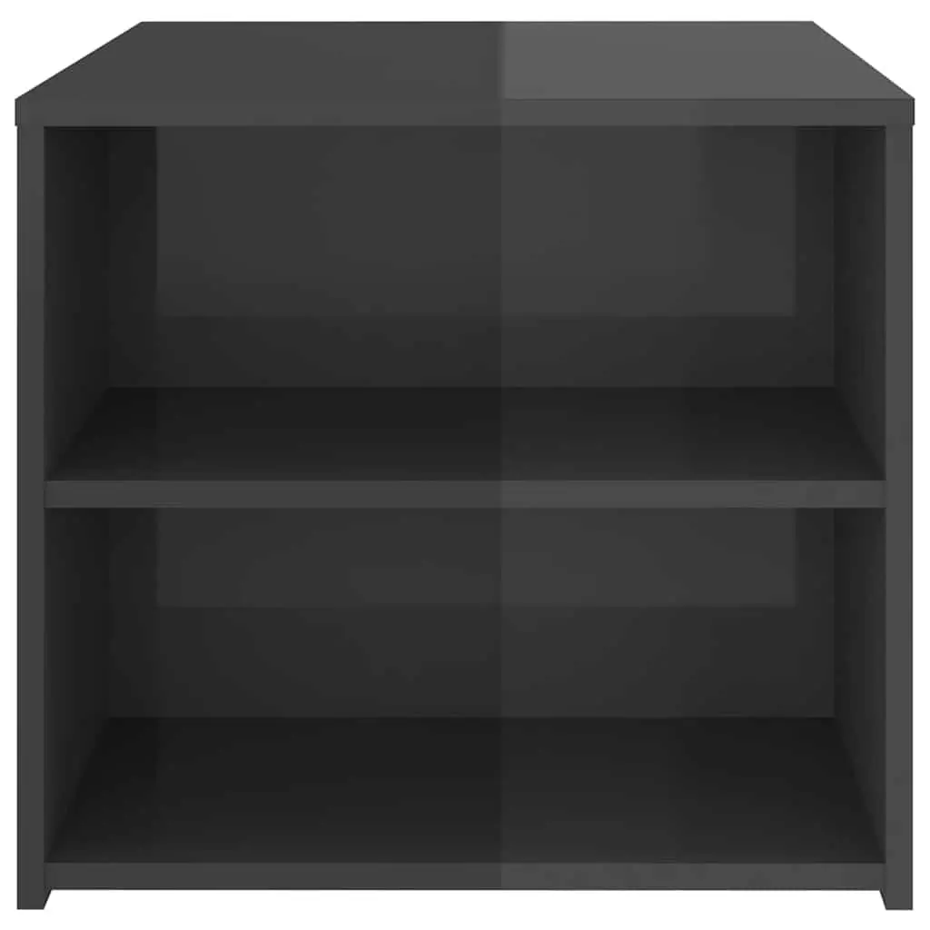 Side Table Engineered Wood 50x50x45 cm Grey High Gloss 3 Shelf Storage End Table Cabinet