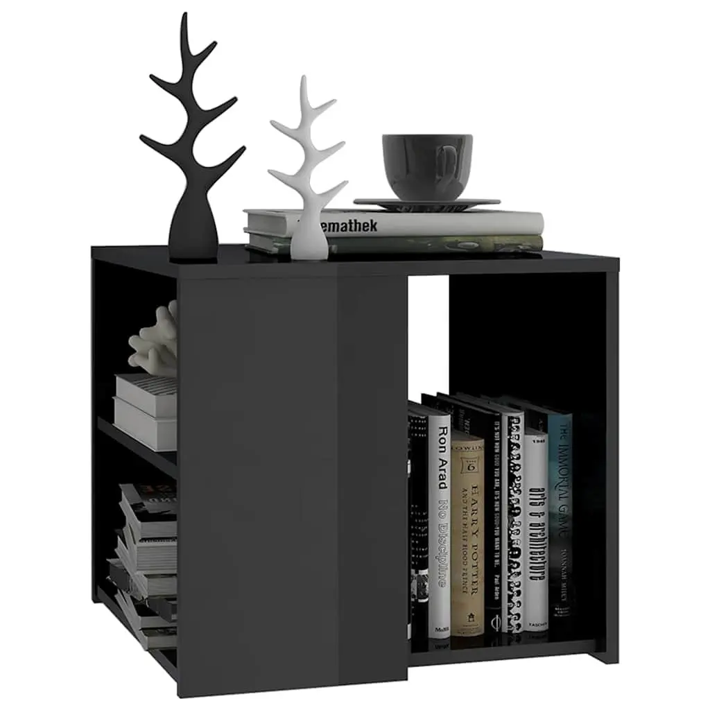 Side Table Engineered Wood 50x50x45 cm Grey High Gloss 3 Shelf Storage End Table Cabinet