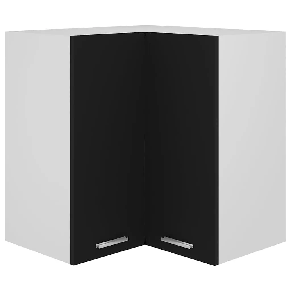 Black Hanging Corner Kitchen Cabinet with Shelves