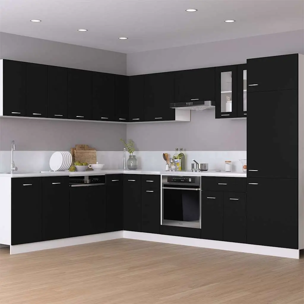 Black Hanging Corner Kitchen Cabinet with Shelves