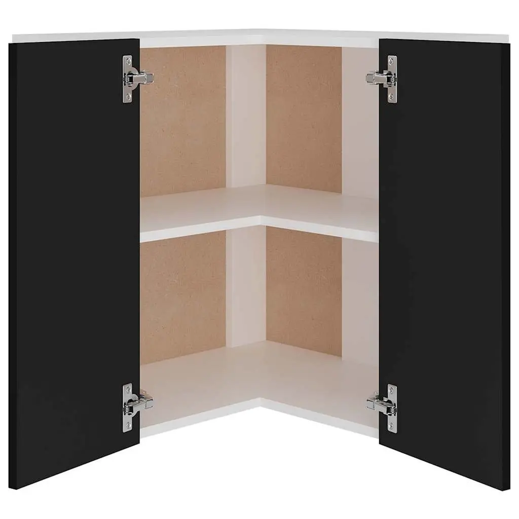 Black Hanging Corner Kitchen Cabinet with Shelves