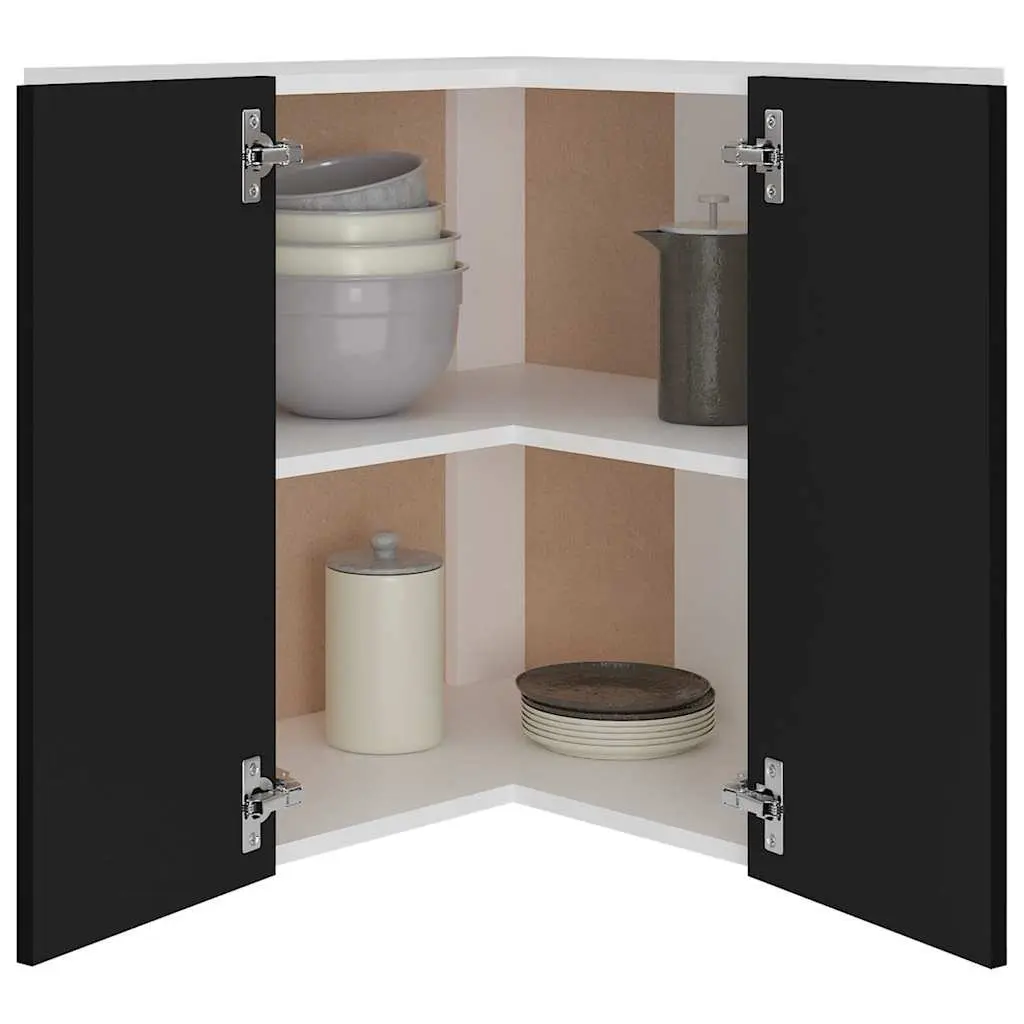 Black Hanging Corner Kitchen Cabinet with Shelves