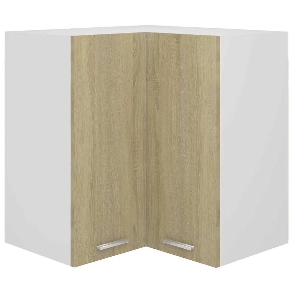 Brown Hanging Corner Kitchen Cabinet with Two Shelves