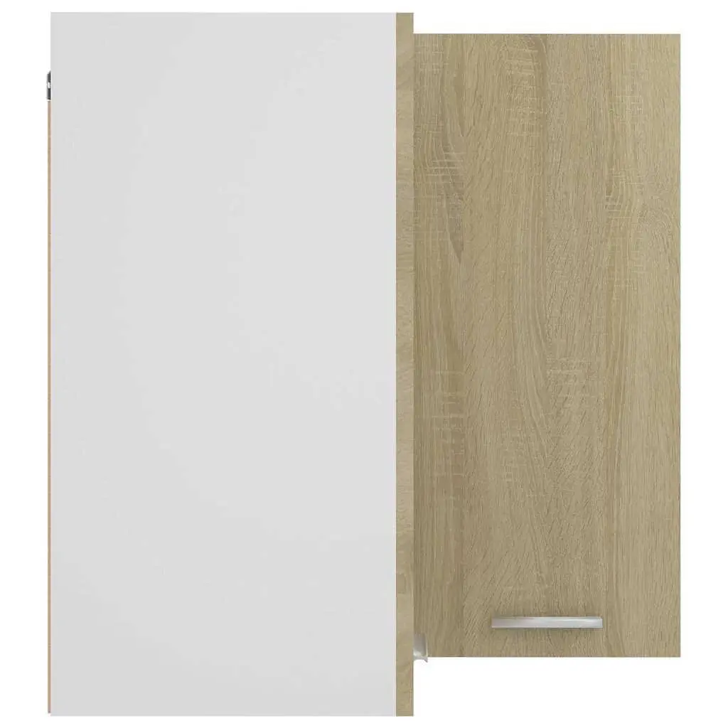 Brown Hanging Corner Kitchen Cabinet with Two Shelves