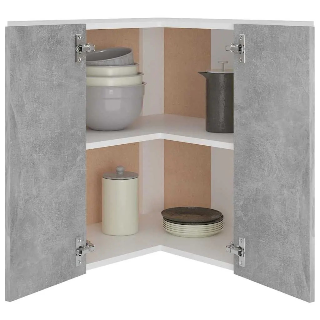 Grey Wall-Mounted Corner Kitchen Cabinet