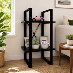 Black Engineered Wood 2-Tier Book Cabinet