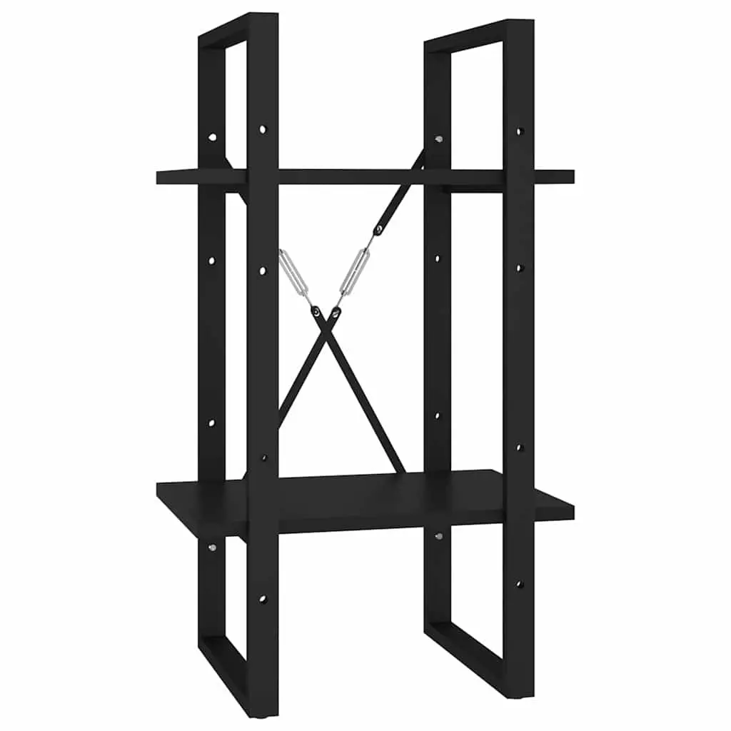 Black Engineered Wood 2-Tier Book Cabinet