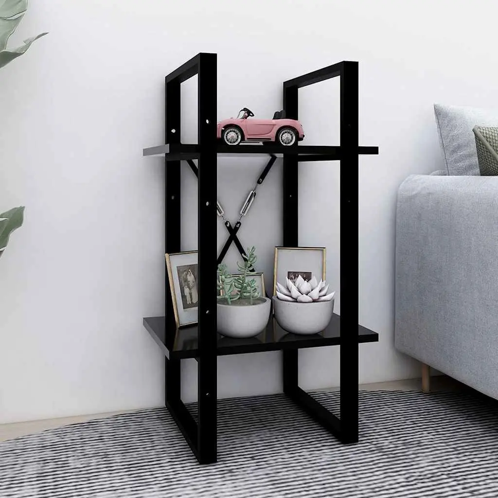 Black Engineered Wood 2-Tier Book Cabinet