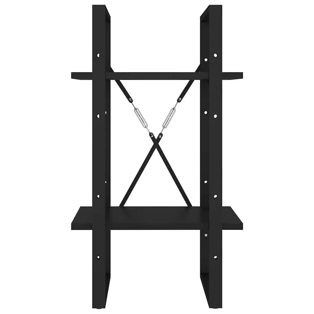 Black Engineered Wood 2-Tier Book Cabinet