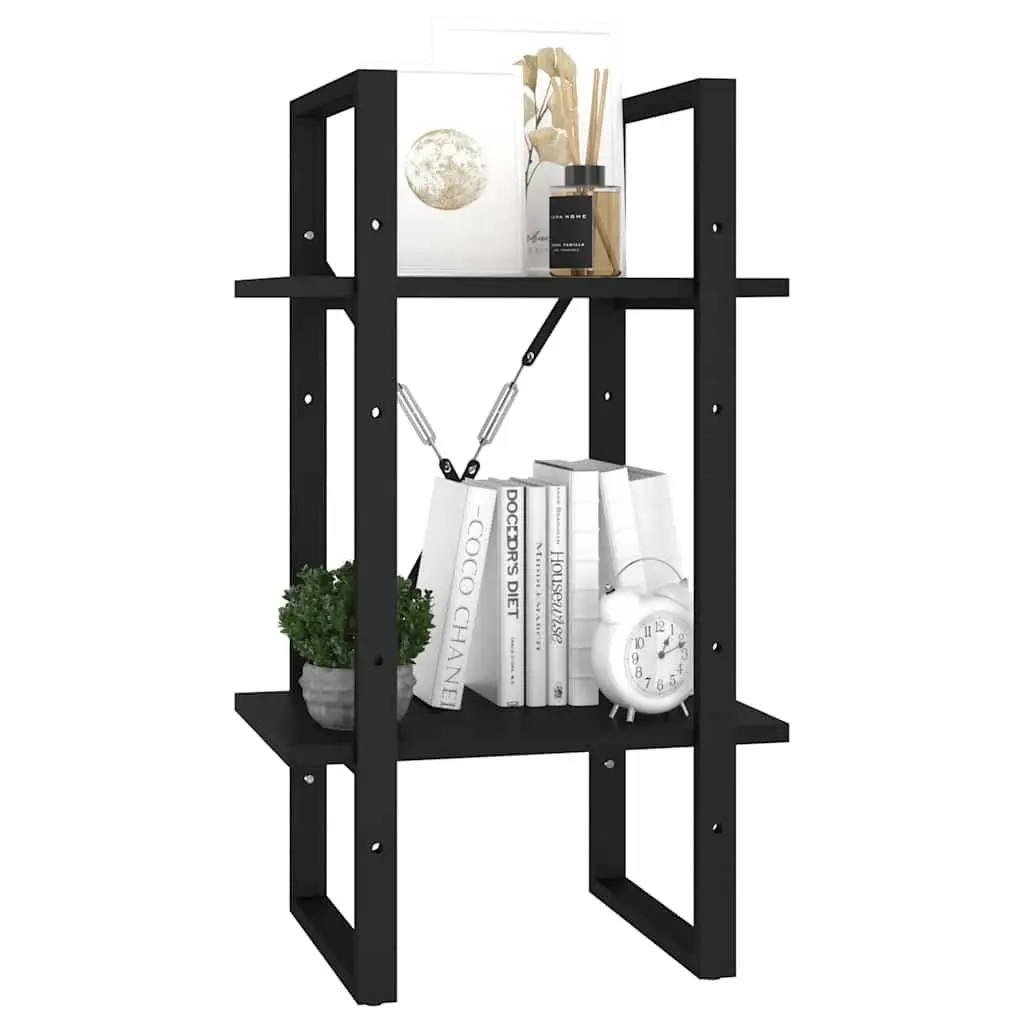 Black Engineered Wood 2-Tier Book Cabinet