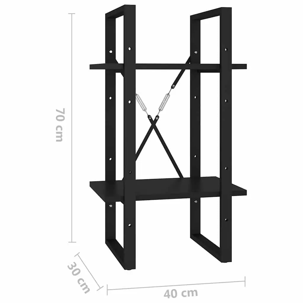 Black Engineered Wood 2-Tier Book Cabinet