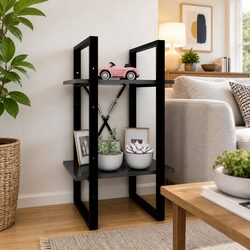 Grey 2-Tier Book Cabinet with Open Shelving