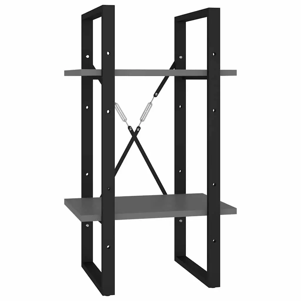 Book Cabinet Engineered Wood 2-Tier Grey Storage Shelving Unit