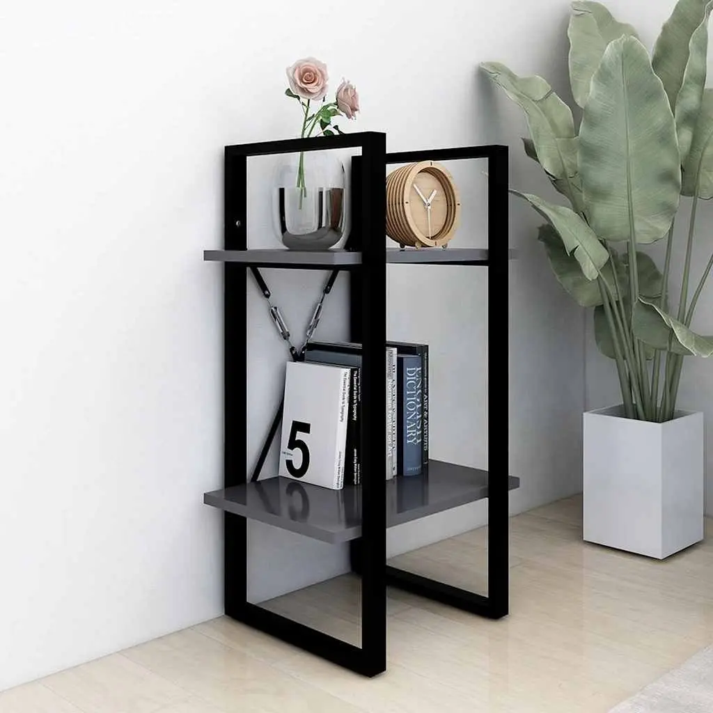 Book Cabinet Engineered Wood 2-Tier Grey Storage Shelving Unit