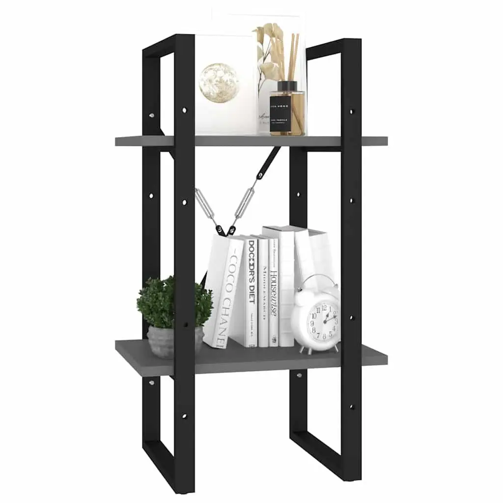 Book Cabinet Engineered Wood 2-Tier Grey Storage Shelving Unit