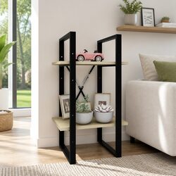 Sturdy 2-Tier Brown Book Cabinet Bookshelf for Storage