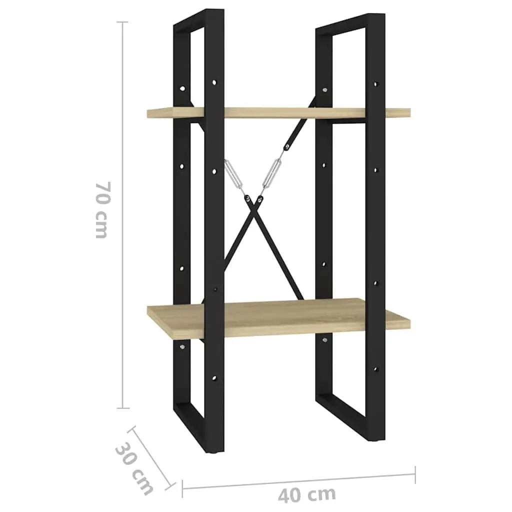 2-Tier Book Cabinet Engineered Wood 40x30x70cm Brown