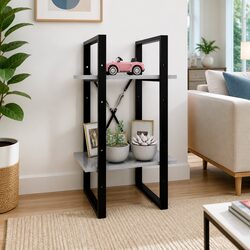 Sturdy 2-Tier Grey Book Cabinet with Industrial Design