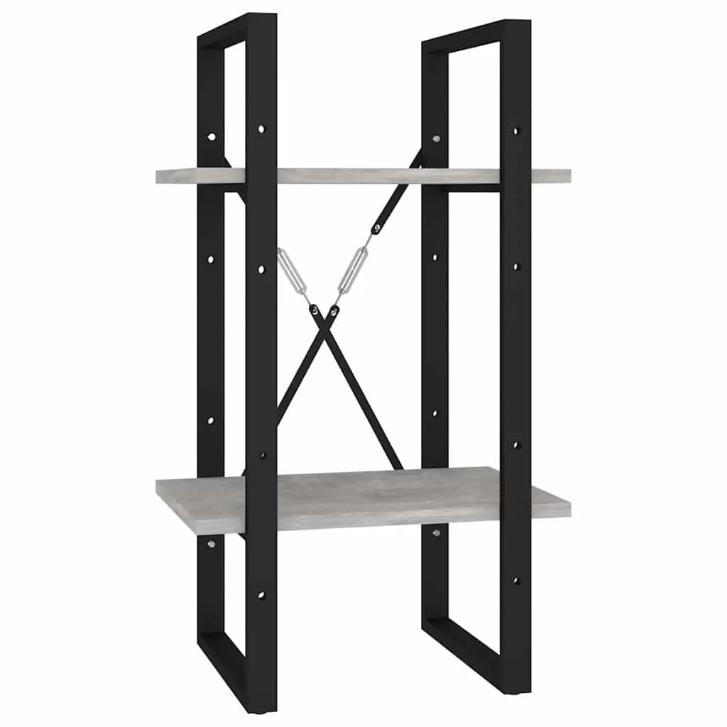 Grey Engineered Wood Book Cabinet 2 Tier Storage Shelving Unit 40x30x70cm
