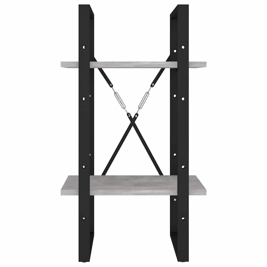 Grey Engineered Wood Book Cabinet 2 Tier Storage Shelving Unit 40x30x70cm