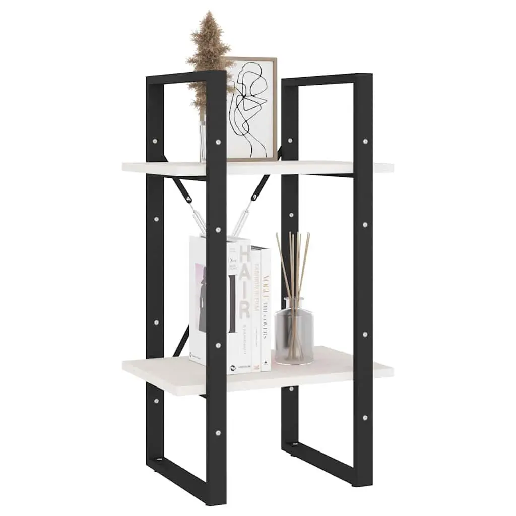 2-Tier Book Cabinet Solid Pine Wood 40 x 30 x 70 cm White