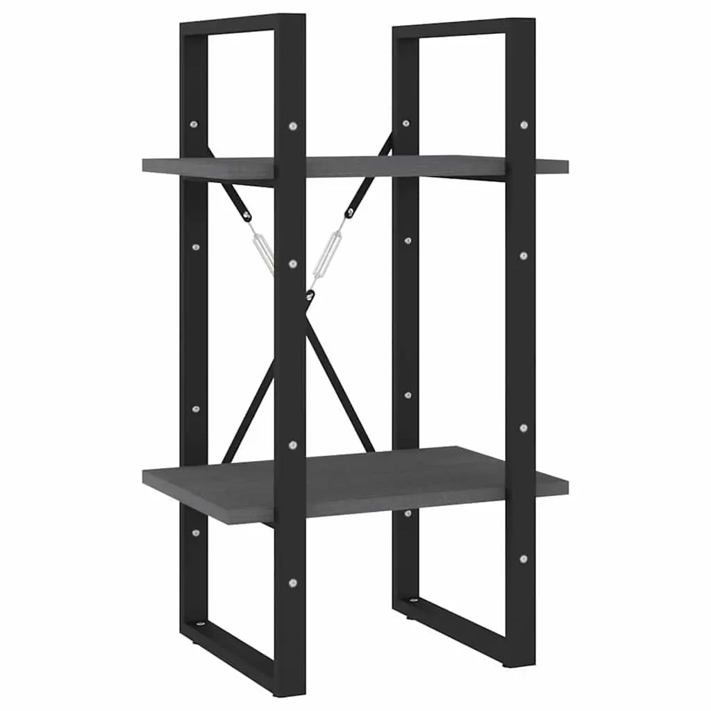 Solid Pine Wood 2-Tier Book Cabinet in Grey