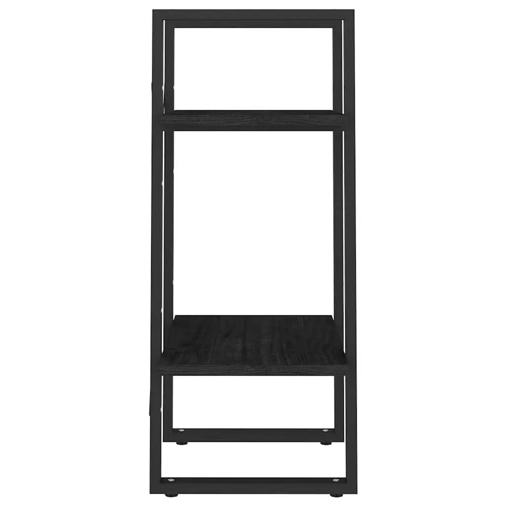 2-Tier Black Book Cabinet with Solid Pine Construction