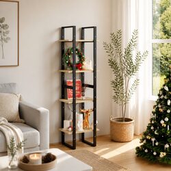 4-Tier Solid Pine Wood Book Cabinet for Optimal Storage