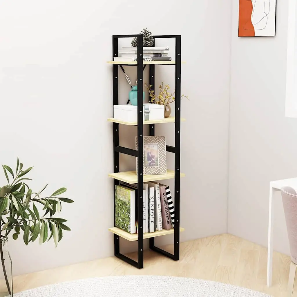 4-Tier Solid Pine Wood Book Cabinet for Optimal Storage