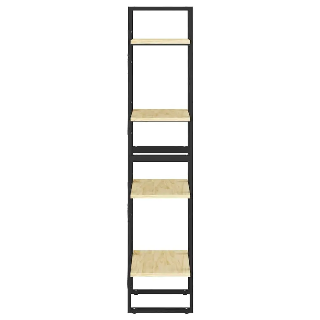 4-Tier Solid Pine Wood Book Cabinet for Optimal Storage