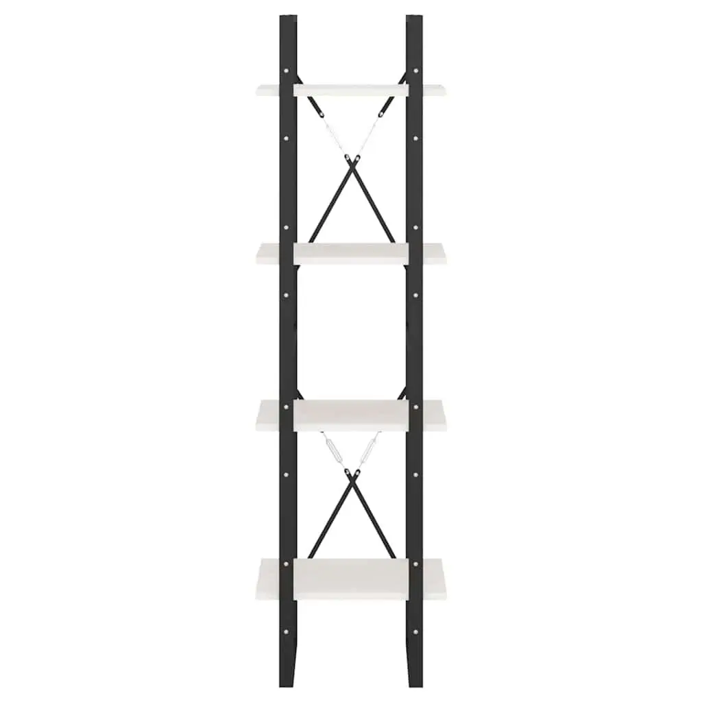 4-Tier White Solid Pine Wood Book Cabinet