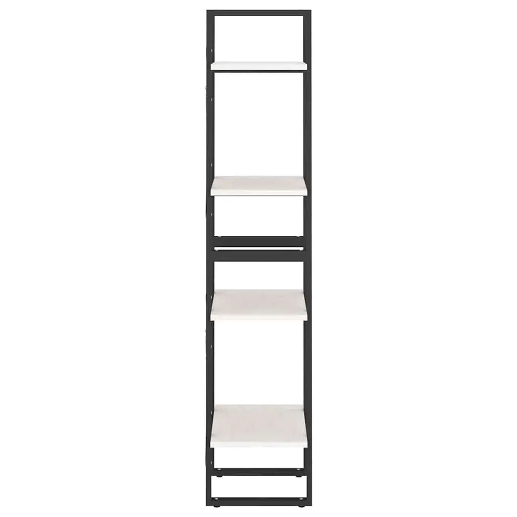 4-Tier White Solid Pine Wood Book Cabinet