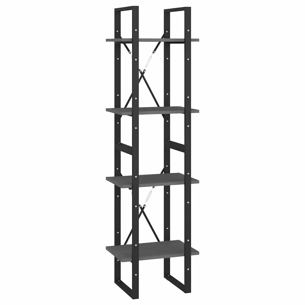 4-Tier Solid Pine Wood Book Cabinet in Grey