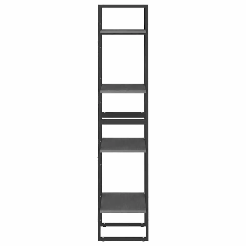 4-Tier Solid Pine Wood Book Cabinet in Grey