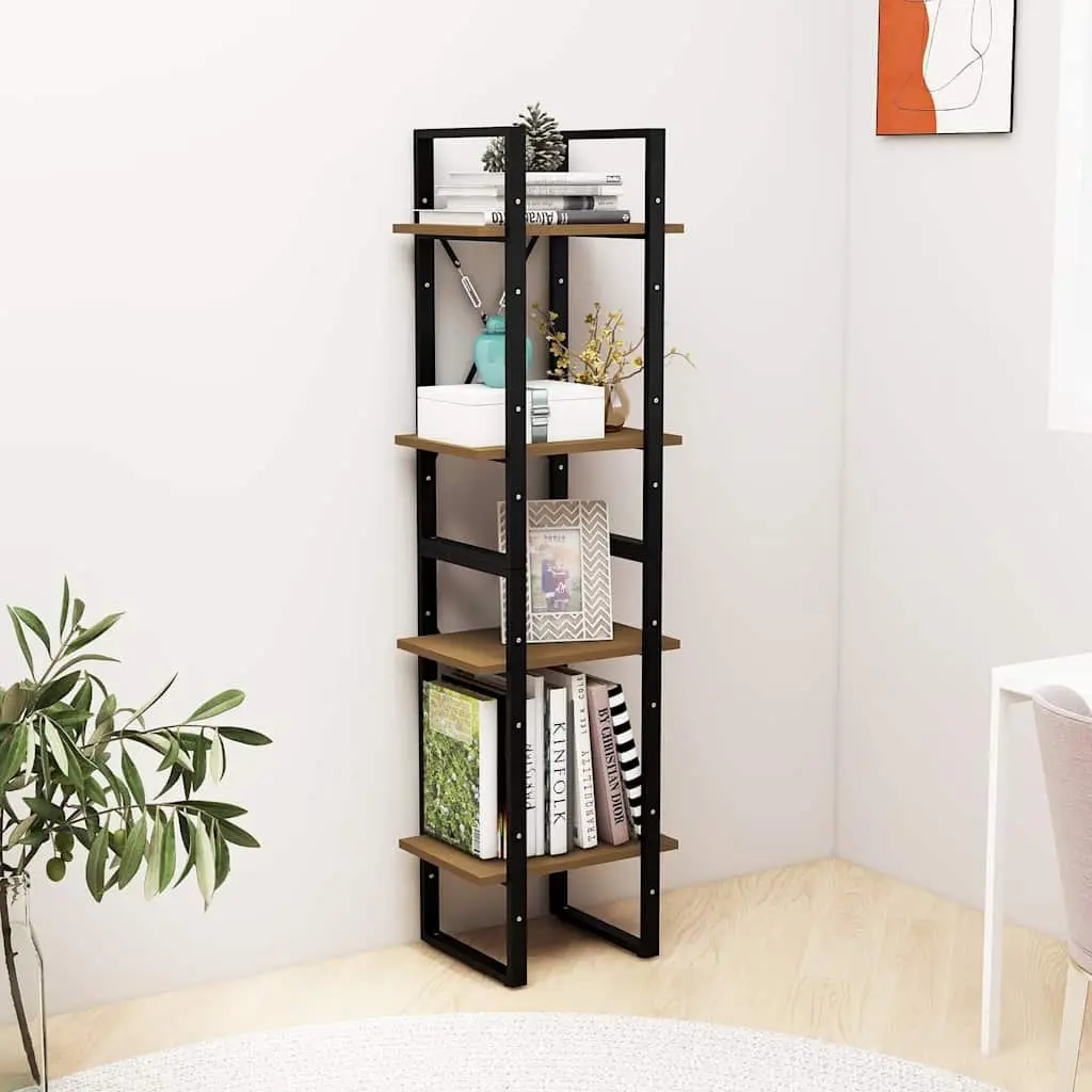 4-Tier Book Cabinet in Brown for Storage