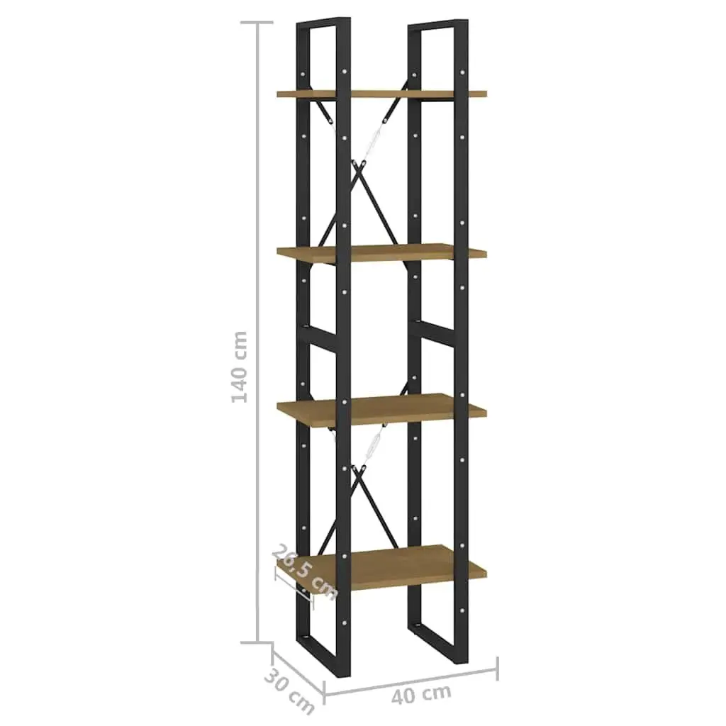 4-Tier Book Cabinet in Brown for Storage
