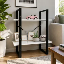 2-Tier White Book Cabinet for Elegant Storage