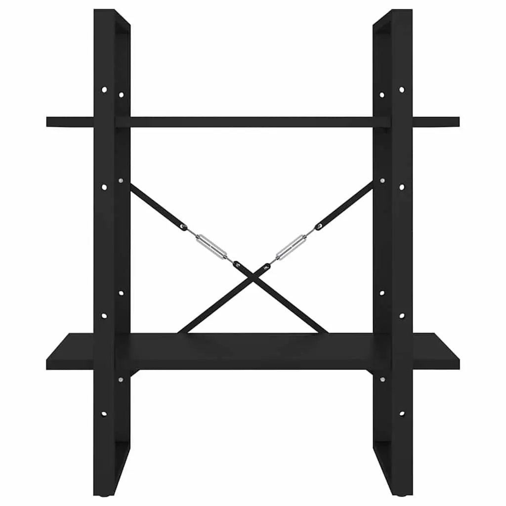 2-Tier Black Engineered Wood Book Cabinet