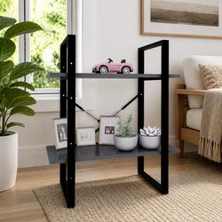 Sturdy 2-Tier Book Cabinet in Grey for Efficient Storage