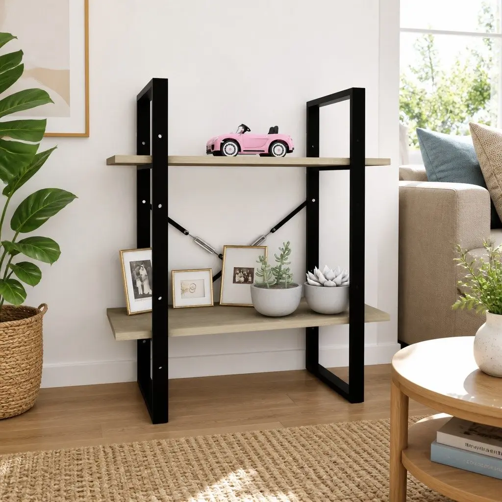 2-Tier Book Cabinet Engineered Wood 60 x 30 x 70 cm Brown