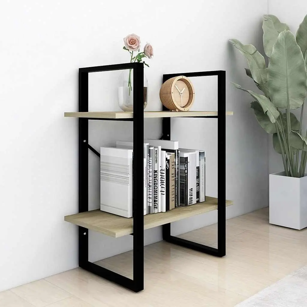 2-Tier Book Cabinet Engineered Wood 60 x 30 x 70 cm Brown