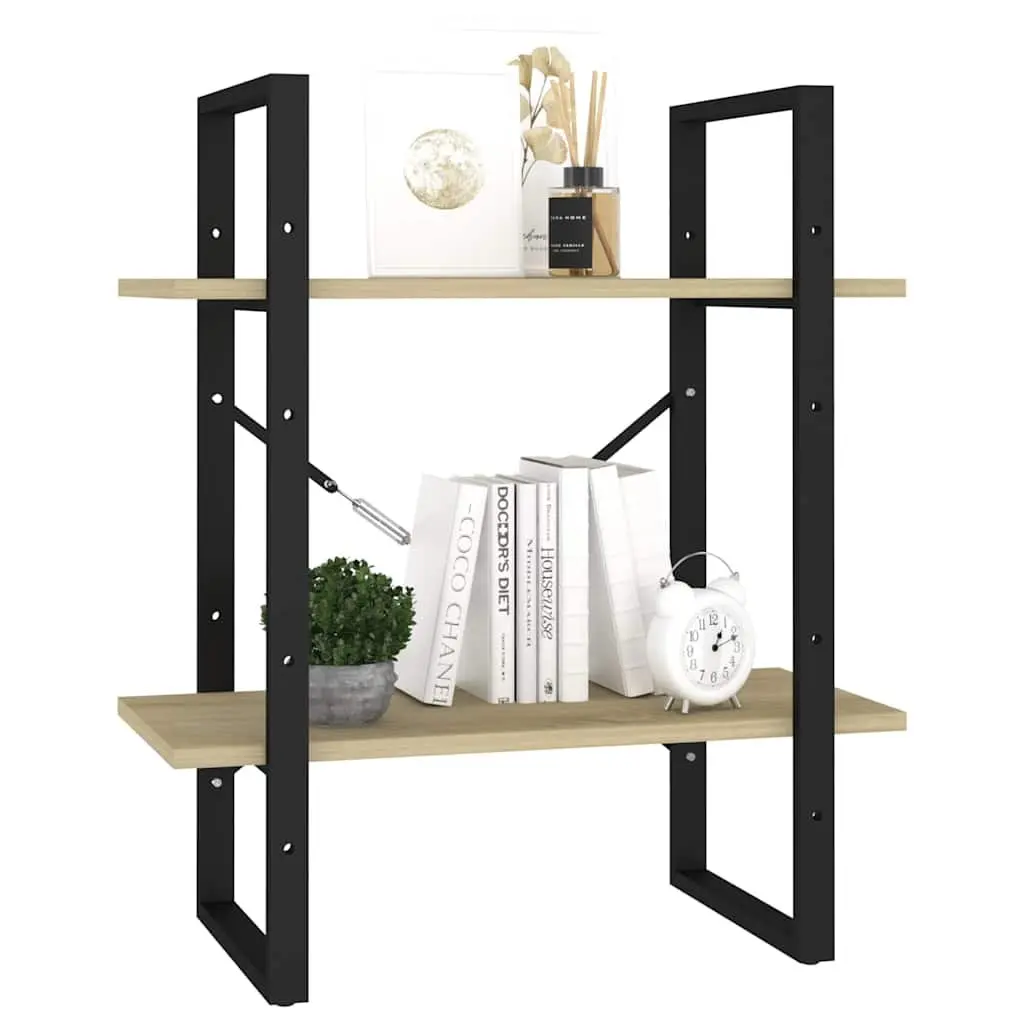 2-Tier Book Cabinet Engineered Wood 60 x 30 x 70 cm Brown