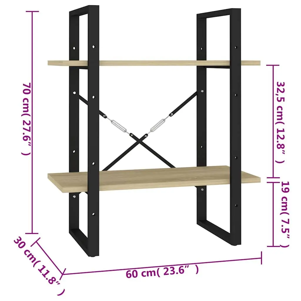 2-Tier Book Cabinet Engineered Wood 60 x 30 x 70 cm Brown
