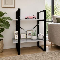 Sturdy 2-Tier Book Cabinet in Grey for Organized Storage