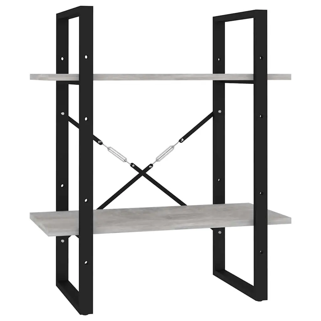 Book Cabinet Engineered Wood 60 cm Grey 2-Tier Shelving Unit Storage Display Shelf