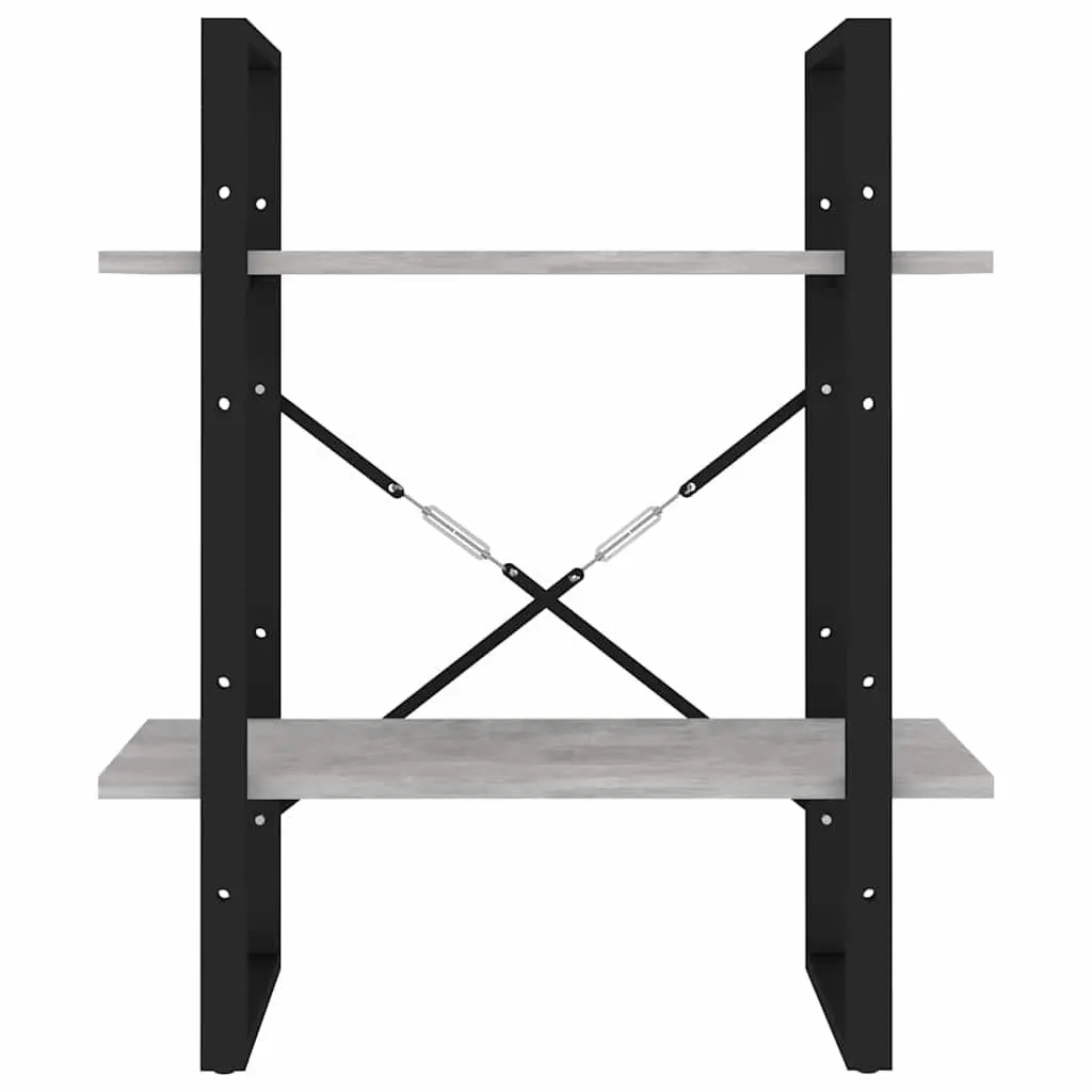 Book Cabinet Engineered Wood 60 cm Grey 2-Tier Shelving Unit Storage Display Shelf