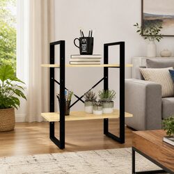 Sturdy 2-Tier Brown Book Cabinet in Solid Pine Wood