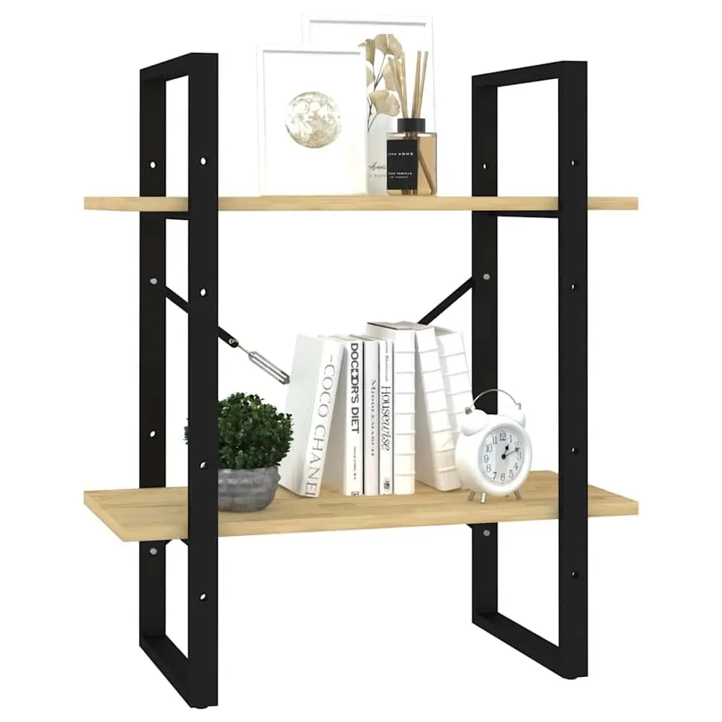 2-Tier Brown Book Cabinet in Solid Pine Wood