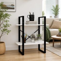 2-Tier Book Cabinet White Solid Pine Wood Shelving Unit Storage Bookcase