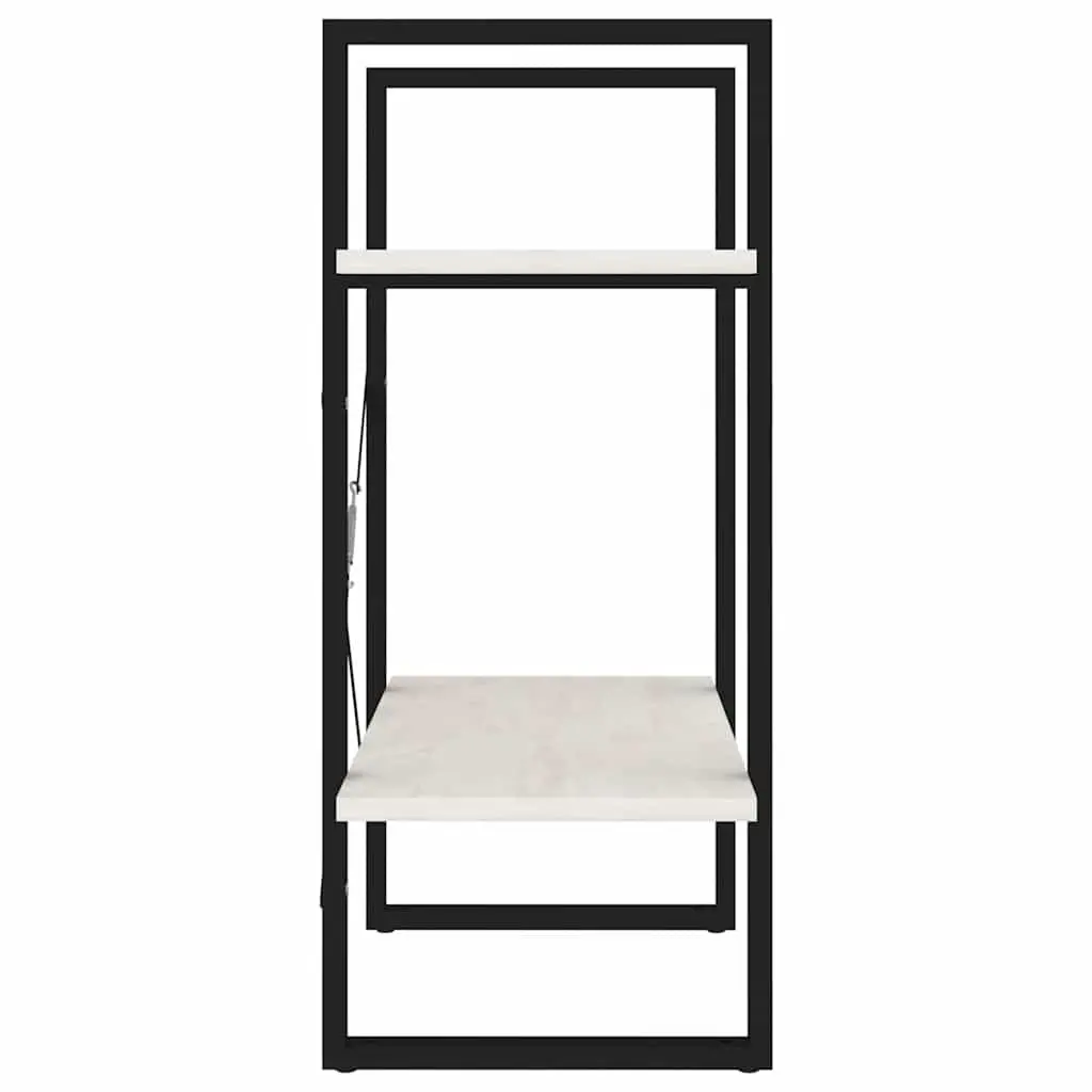 Solid Pine Wood 2-Tier Book Cabinet in White